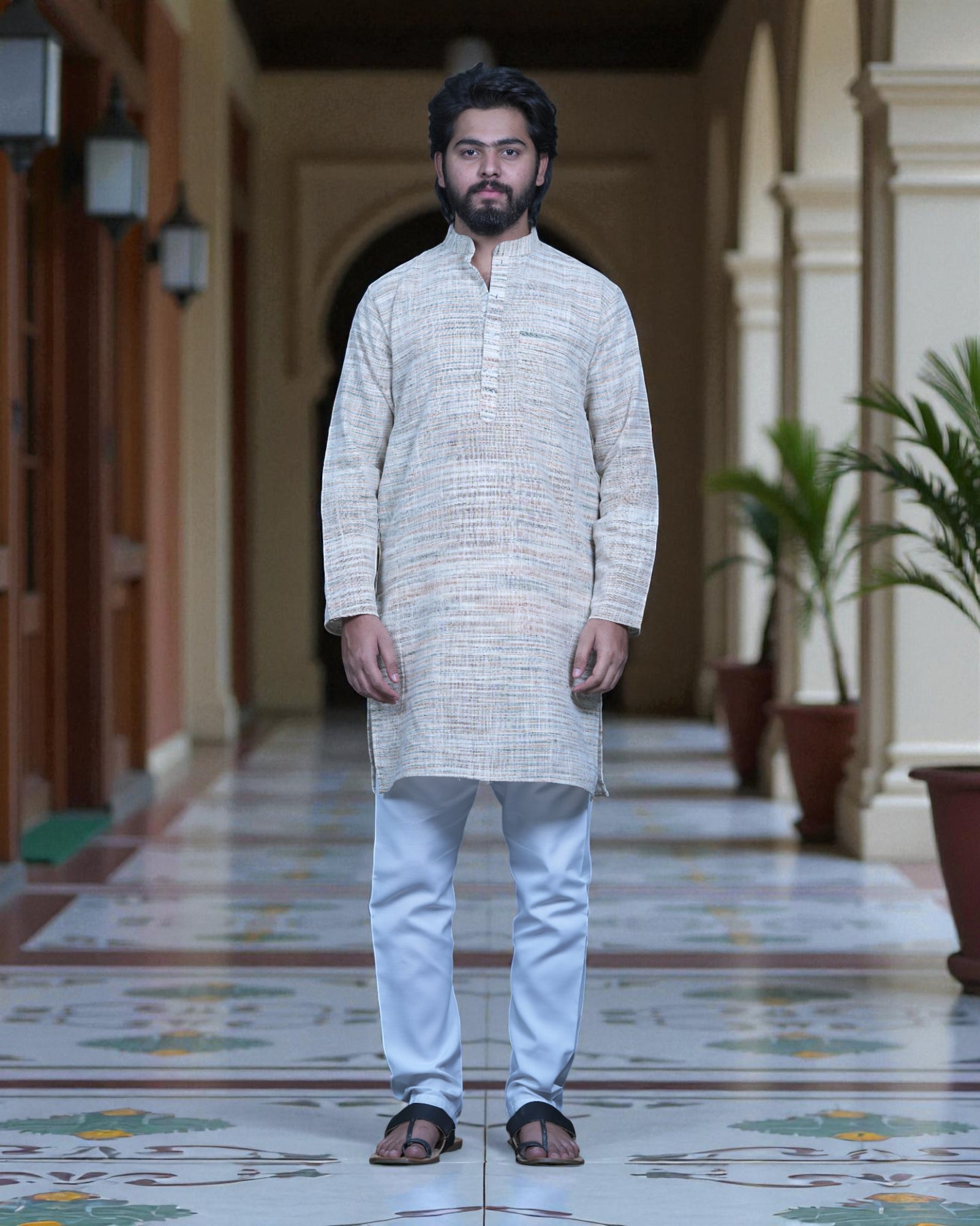 Khadi Cotton Plain Kurta Pajama Set