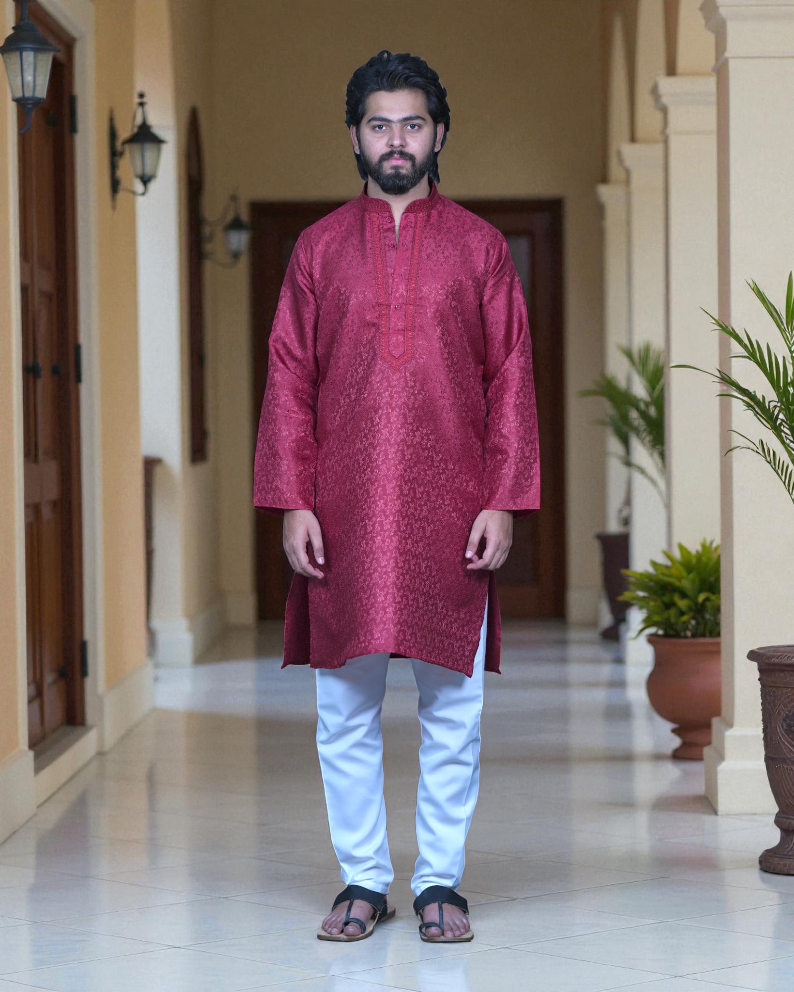 Jacquard Cotton Textured Kurta Pajama Set