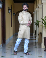 Khadi Cotton Blend Textured Kurta Pajama Set