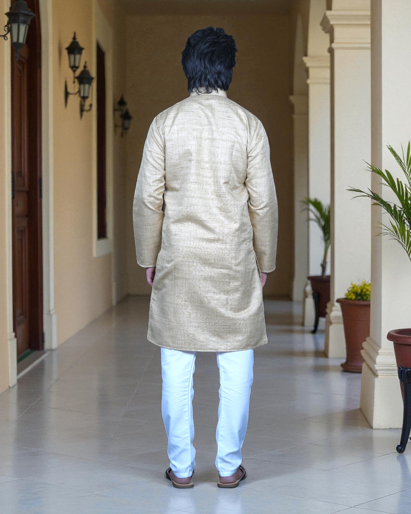Khadi Cotton Blend Textured Kurta Pajama Set