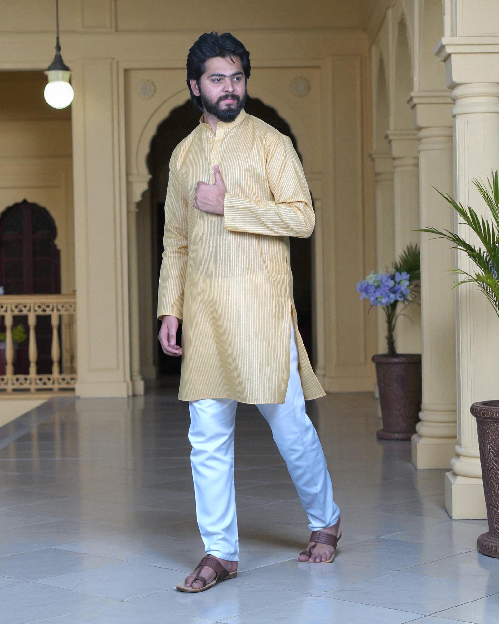 Striped Cotton Kurta Pajama Set
