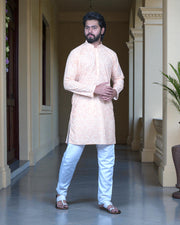 Floral Embroidered Cotton Kurta Pajama Set