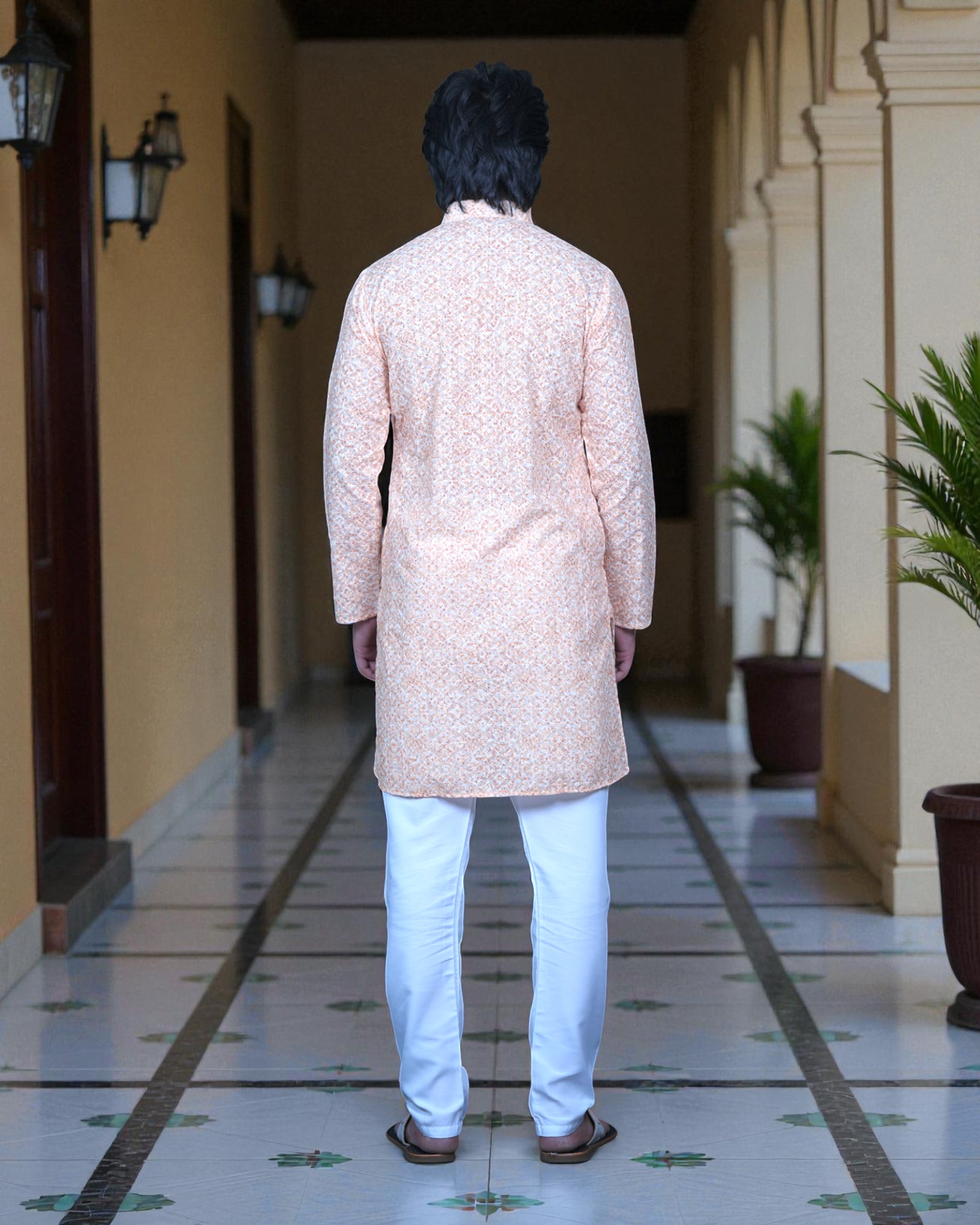 Floral Embroidered Cotton Kurta Pajama Set