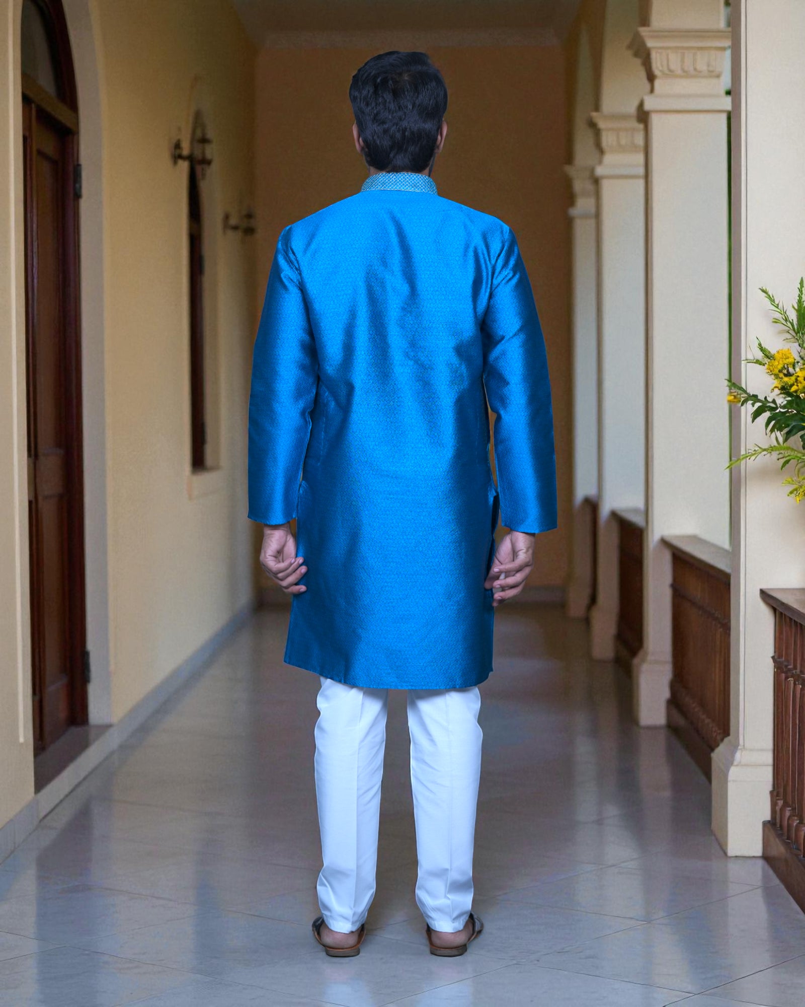 Jacquard Textured Cotton Kurta Pajama Set