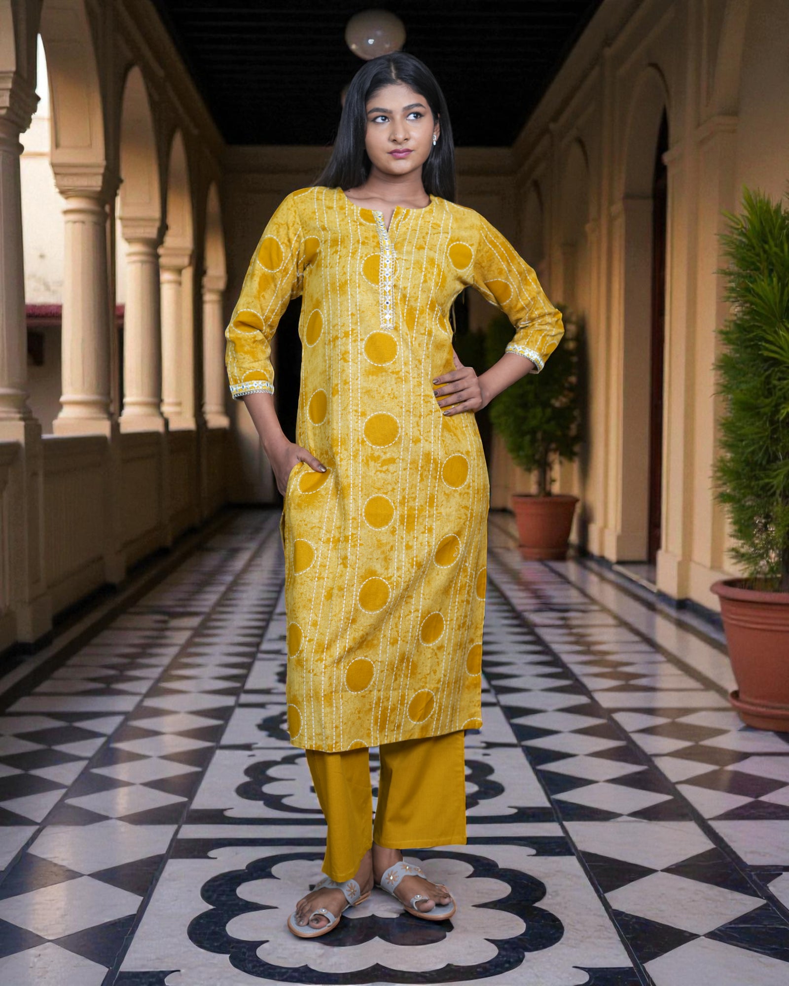 Embroidered Cotton Bottoms Co-Ord Set