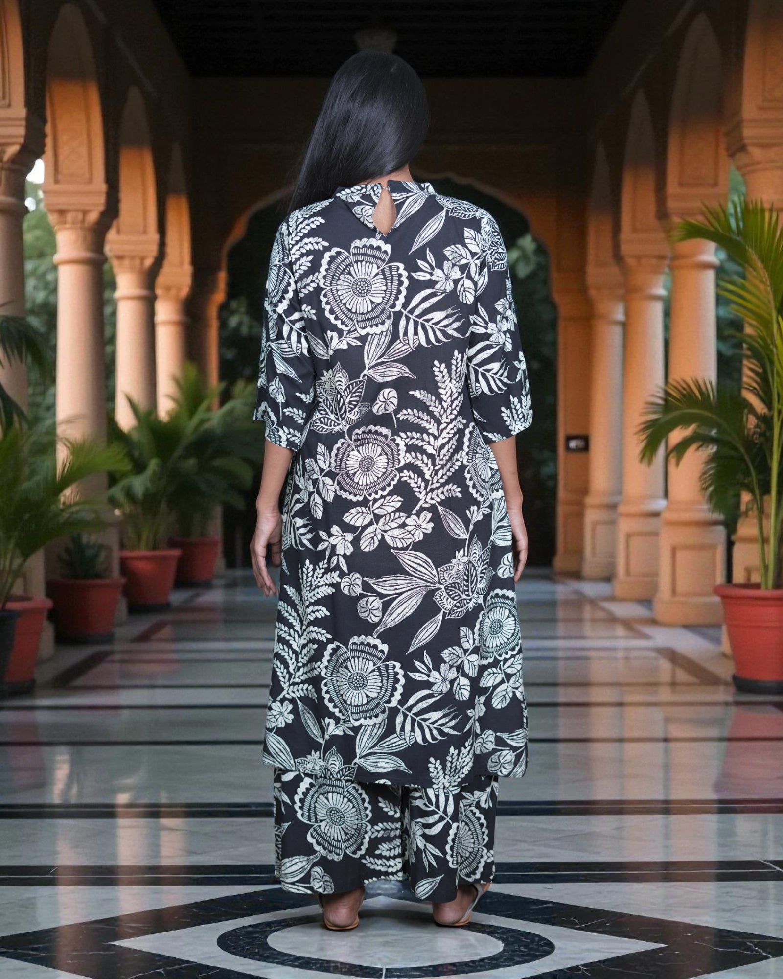 Floral Embroidered Cotton Cord Co-Ord Set