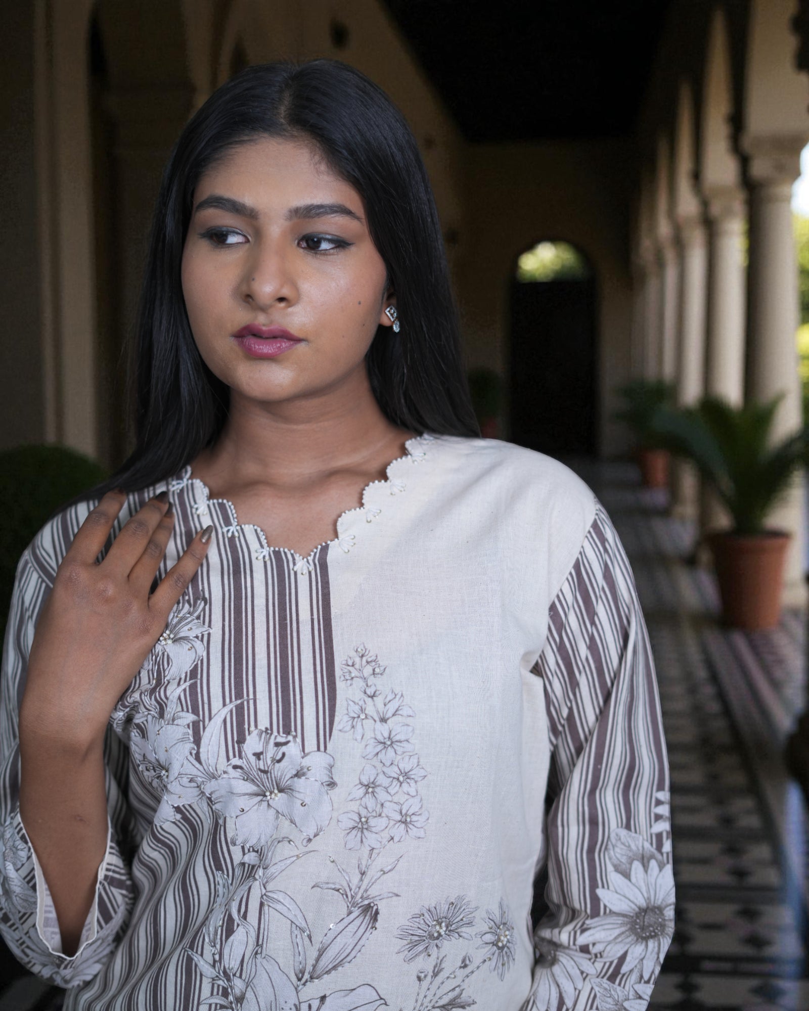 Floral Printed Kadhi Cotton Co-Ord Set