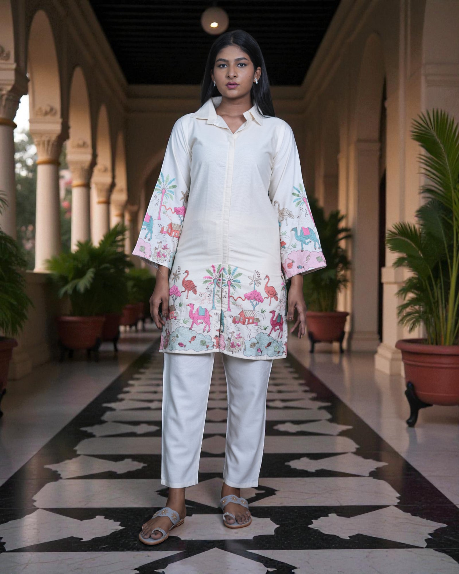 Kadhi Cotton Embroidered Co-Ord Set