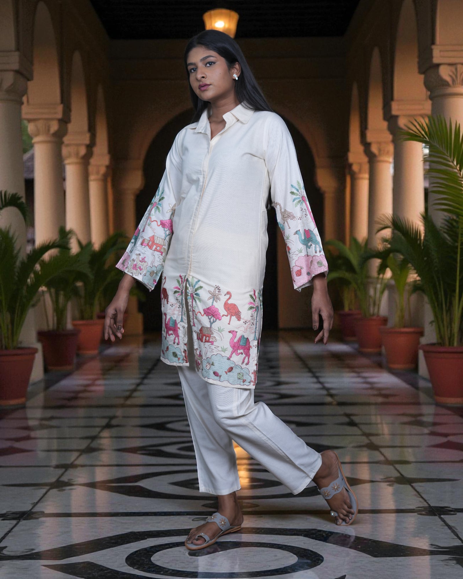 Kadhi Cotton Embroidered Co-Ord Set