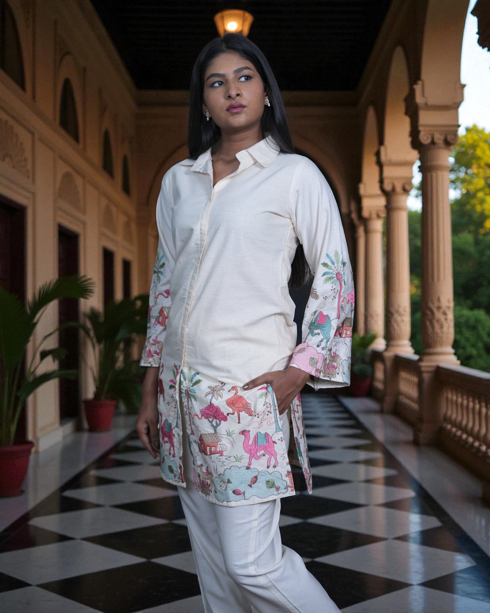 Kadhi Cotton Embroidered Co-Ord Set