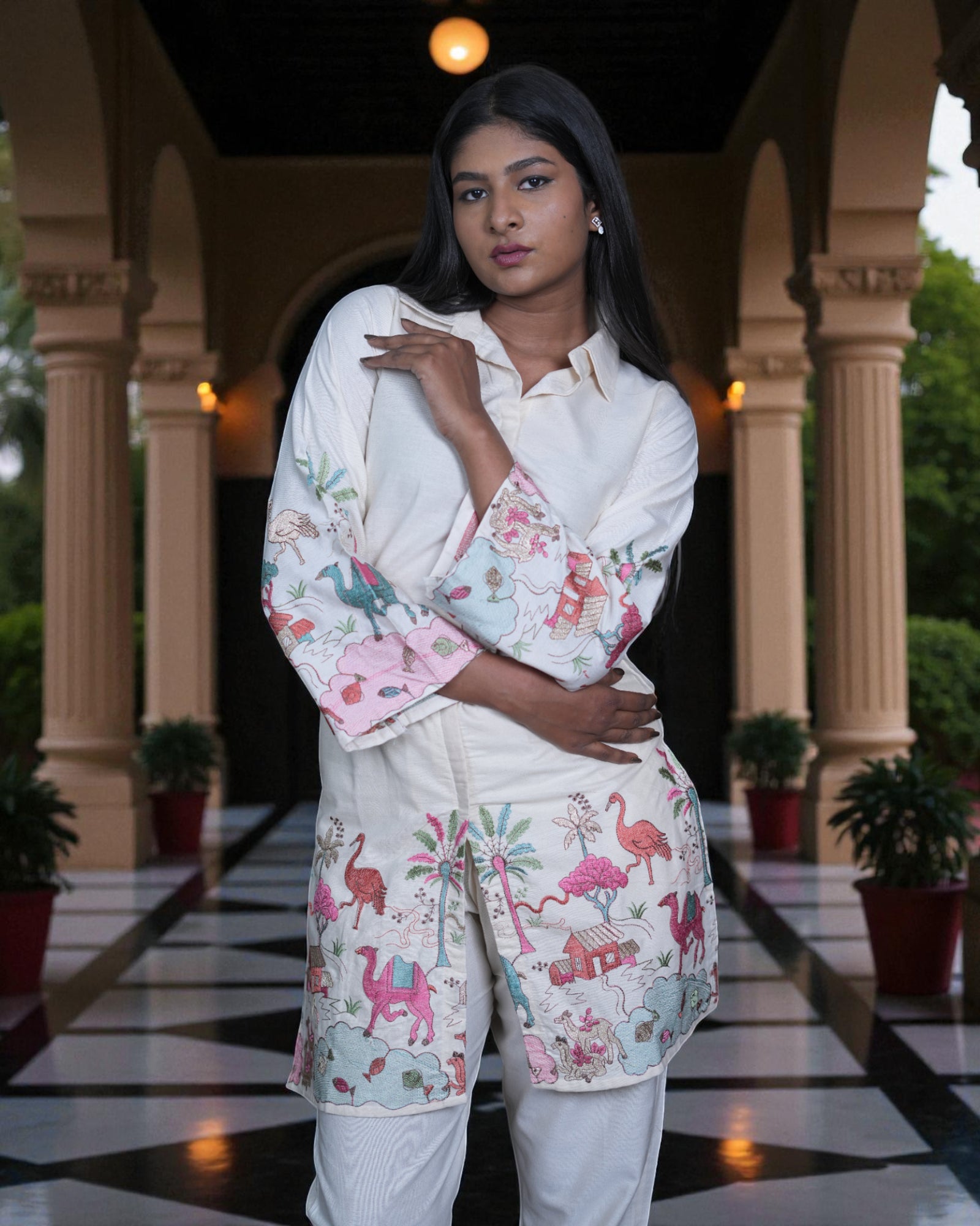 Kadhi Cotton Embroidered Co-Ord Set