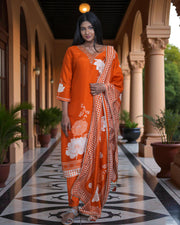 Floral Zardozi Embroidered Cotton Kurta Set