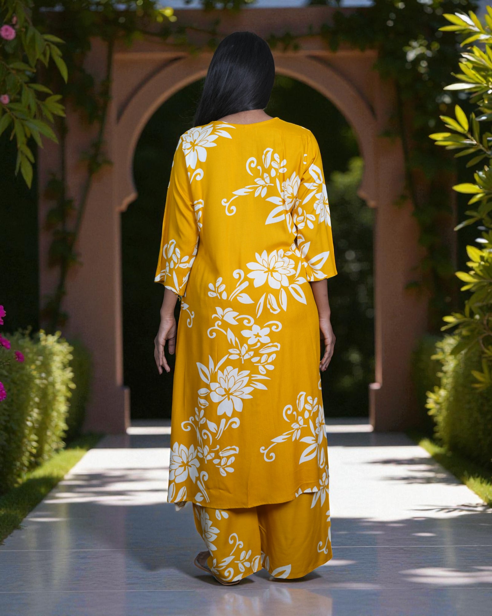 Floral Embroidered Rayon Co-Ord Set