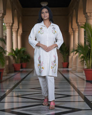Embroidered Cotton Trousers Co-Ord Set