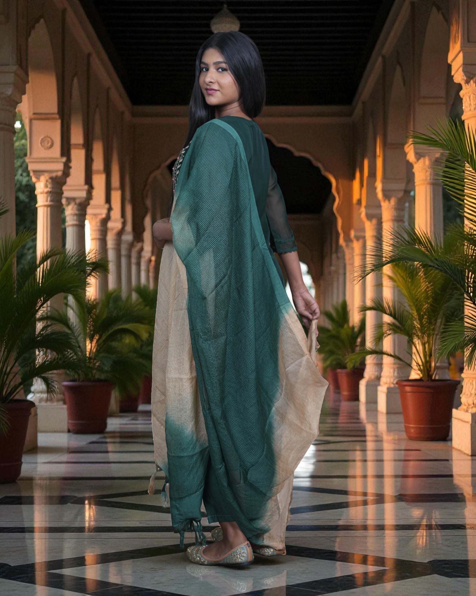 Chanderi Silk Embroidered Pakistani Suit