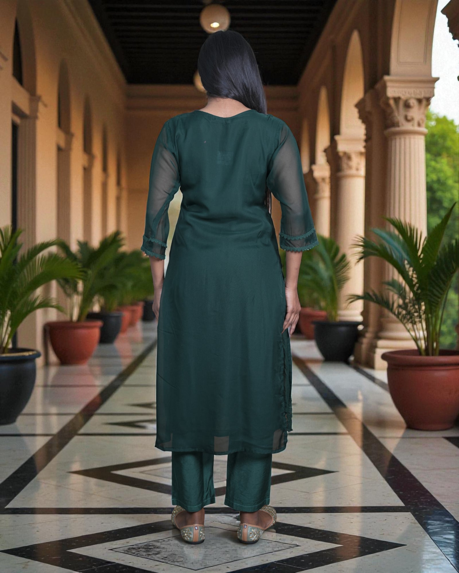 Chanderi Silk Embroidered Pakistani Suit