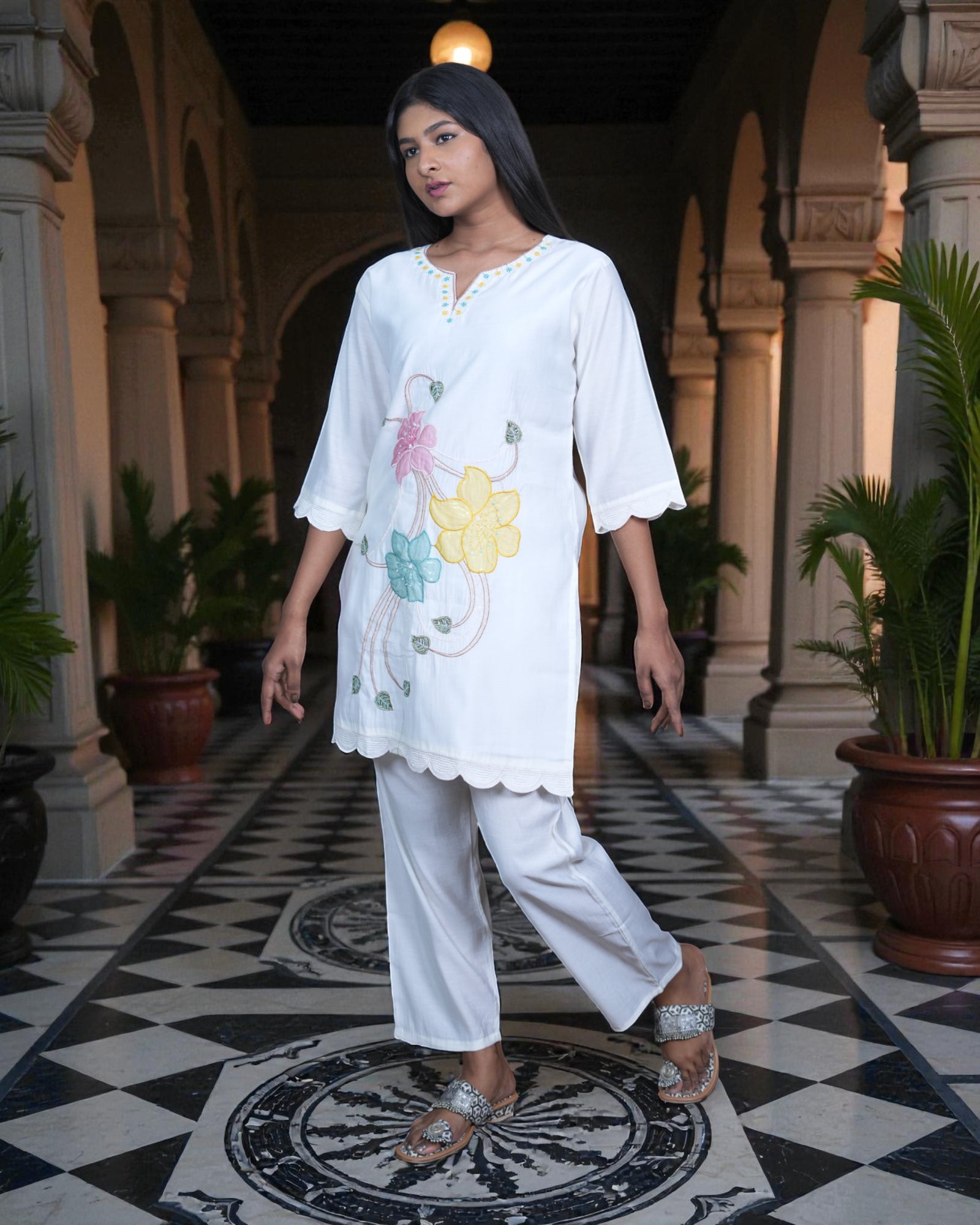 Silk Cord Embroidered Co-Ord Set