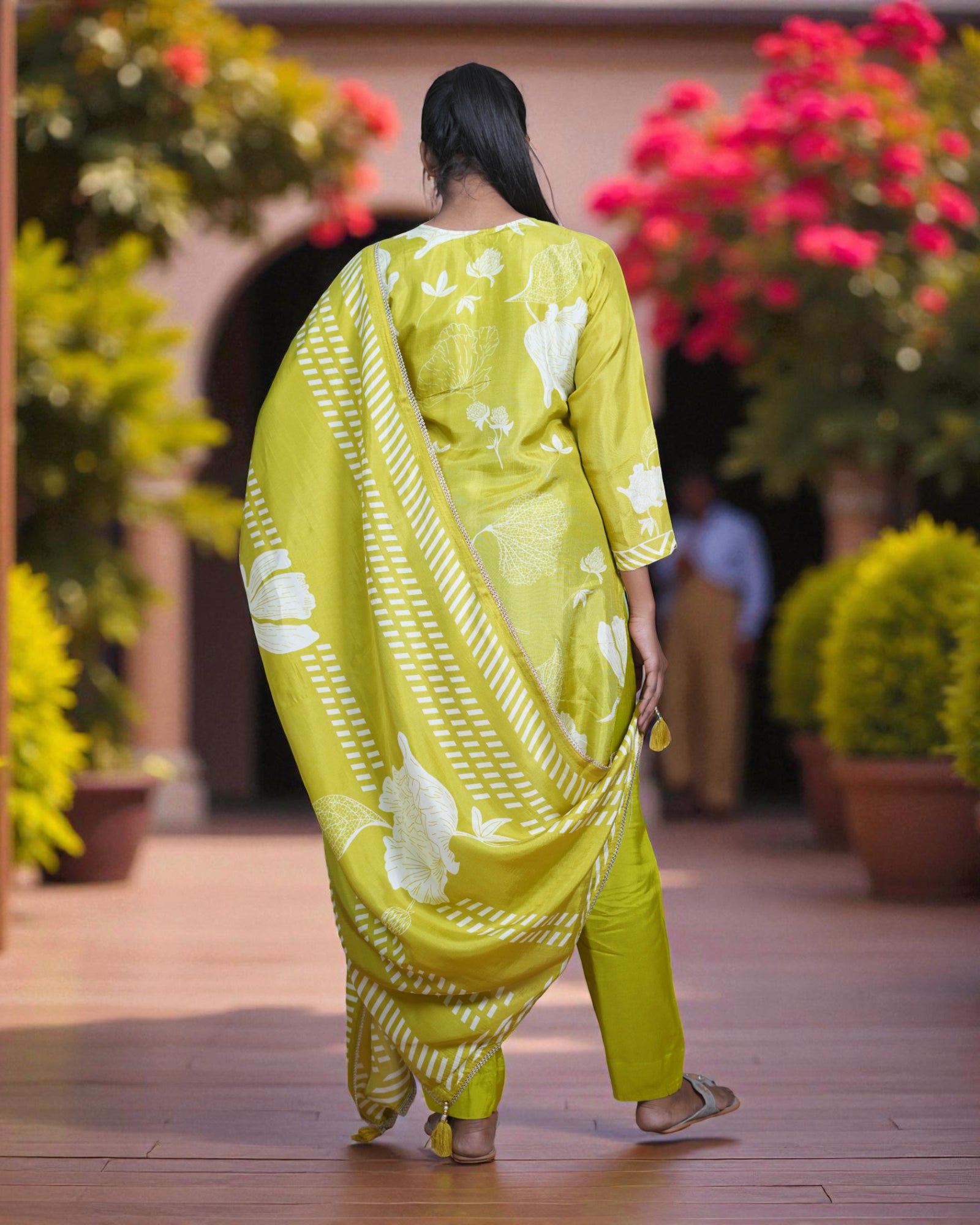 Floral Zardozi Beadwork Cotton Kurta Set