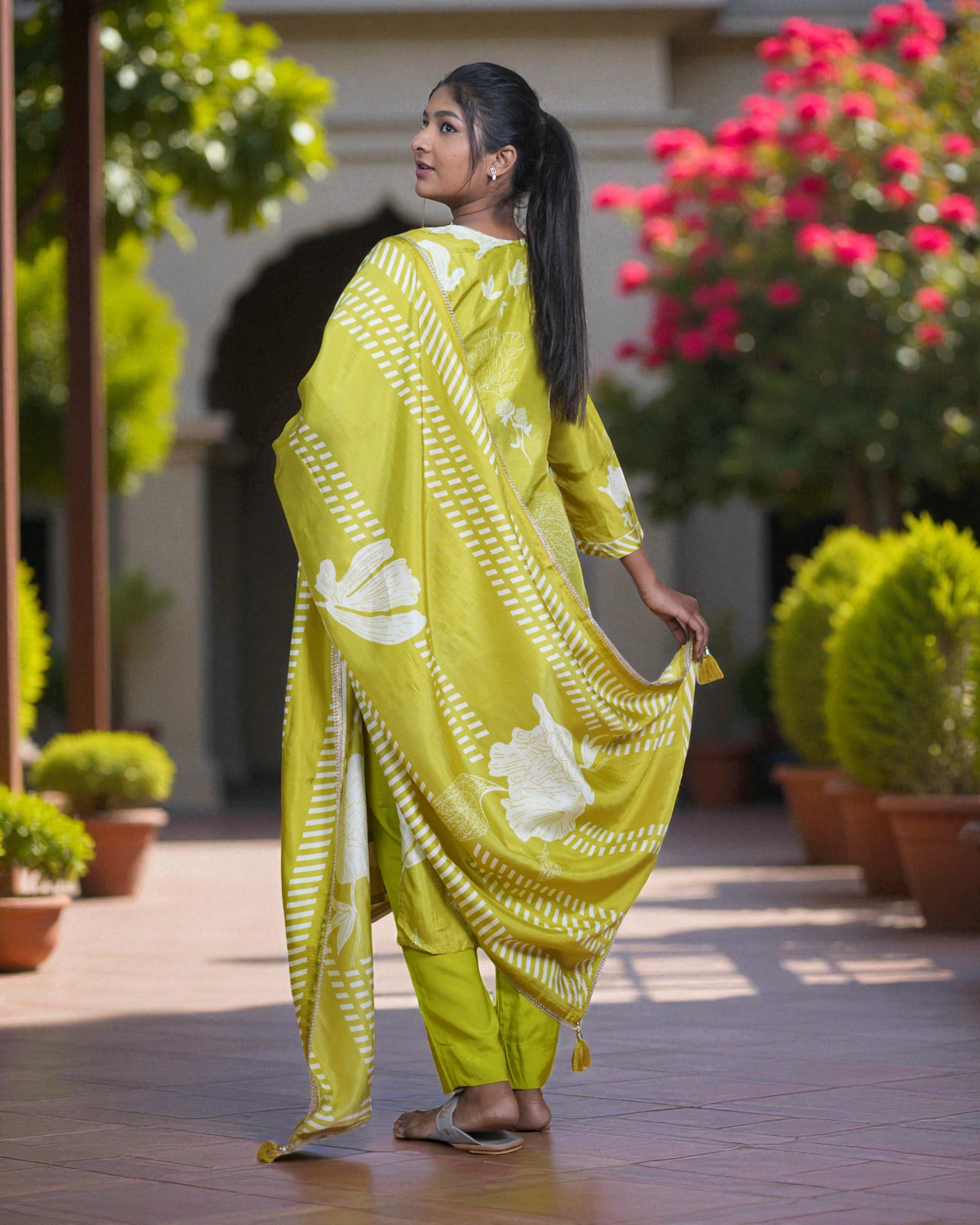 Floral Zardozi Beadwork Cotton Kurta Set