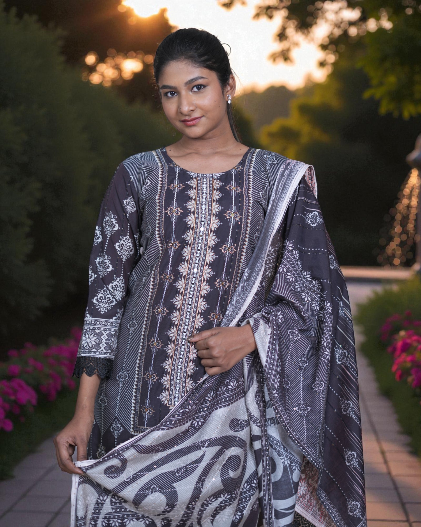 Multicolor Rayon Kurta Set With Dupatta