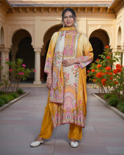 Crepe Silk Kurta Set with Floral Print Dupatta
