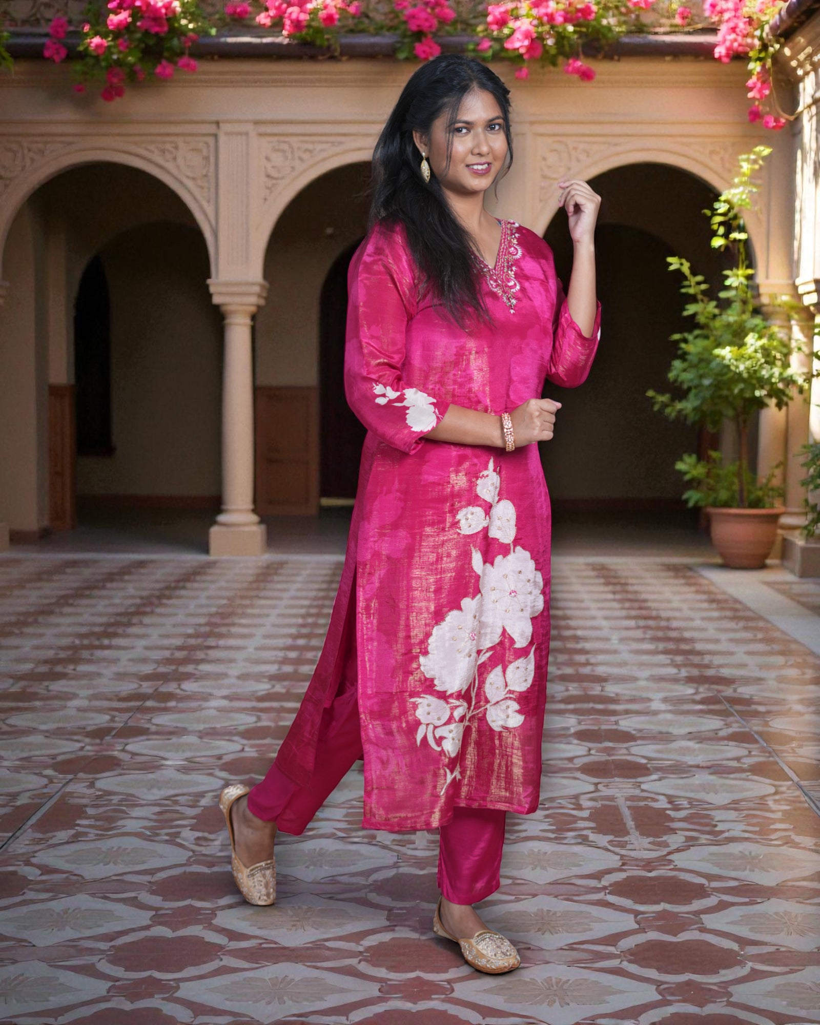 Floral Printed Cotton Kurta Set