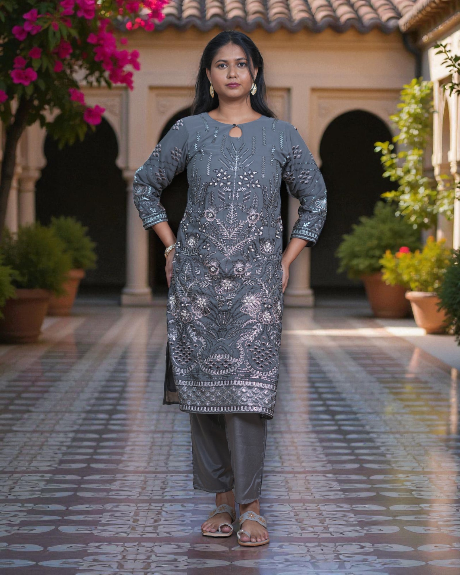 Georgette Embellished Dupatta Pakistani Suit