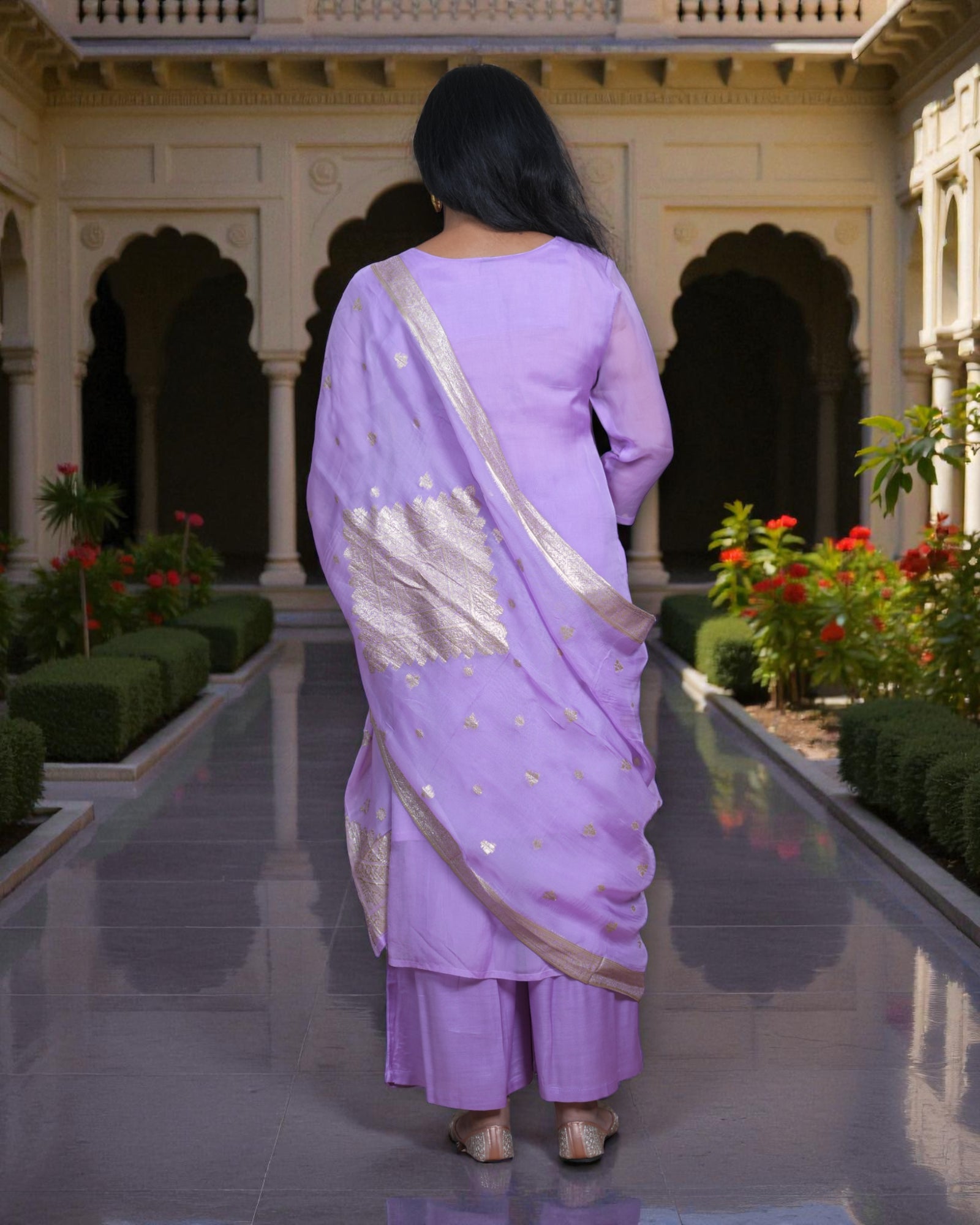 Chanderi Silk Banarasi Embroidered Kurta Set