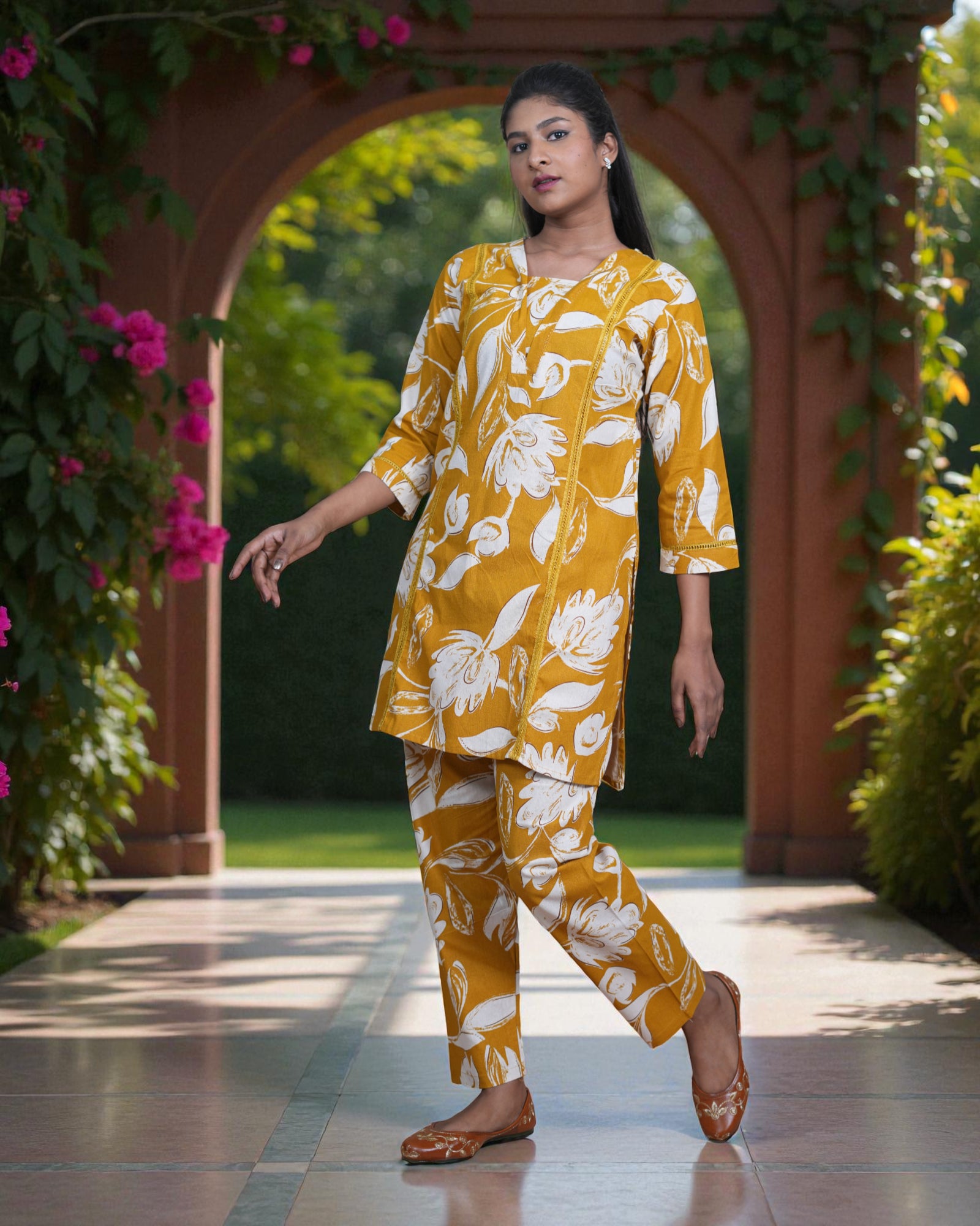 Floral Embroidered Cotton Co-Ord Set