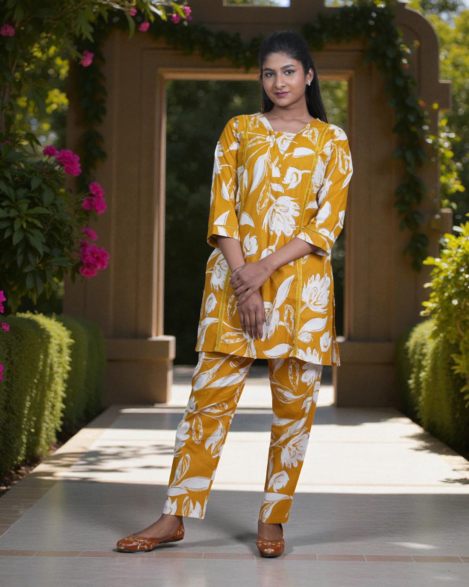 Floral Embroidered Cotton Co-Ord Set