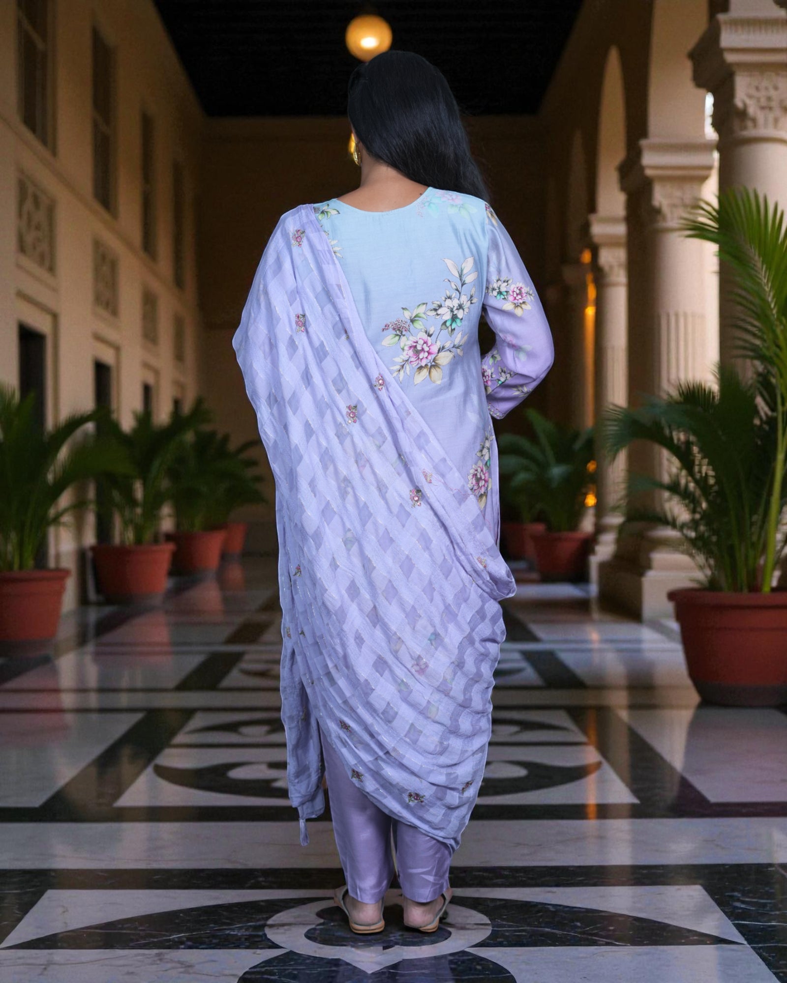 Floral Silk Kurta Set with Elegant Dupatta