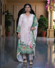 Green Zardozi Embroidered Cotton Kurta Set