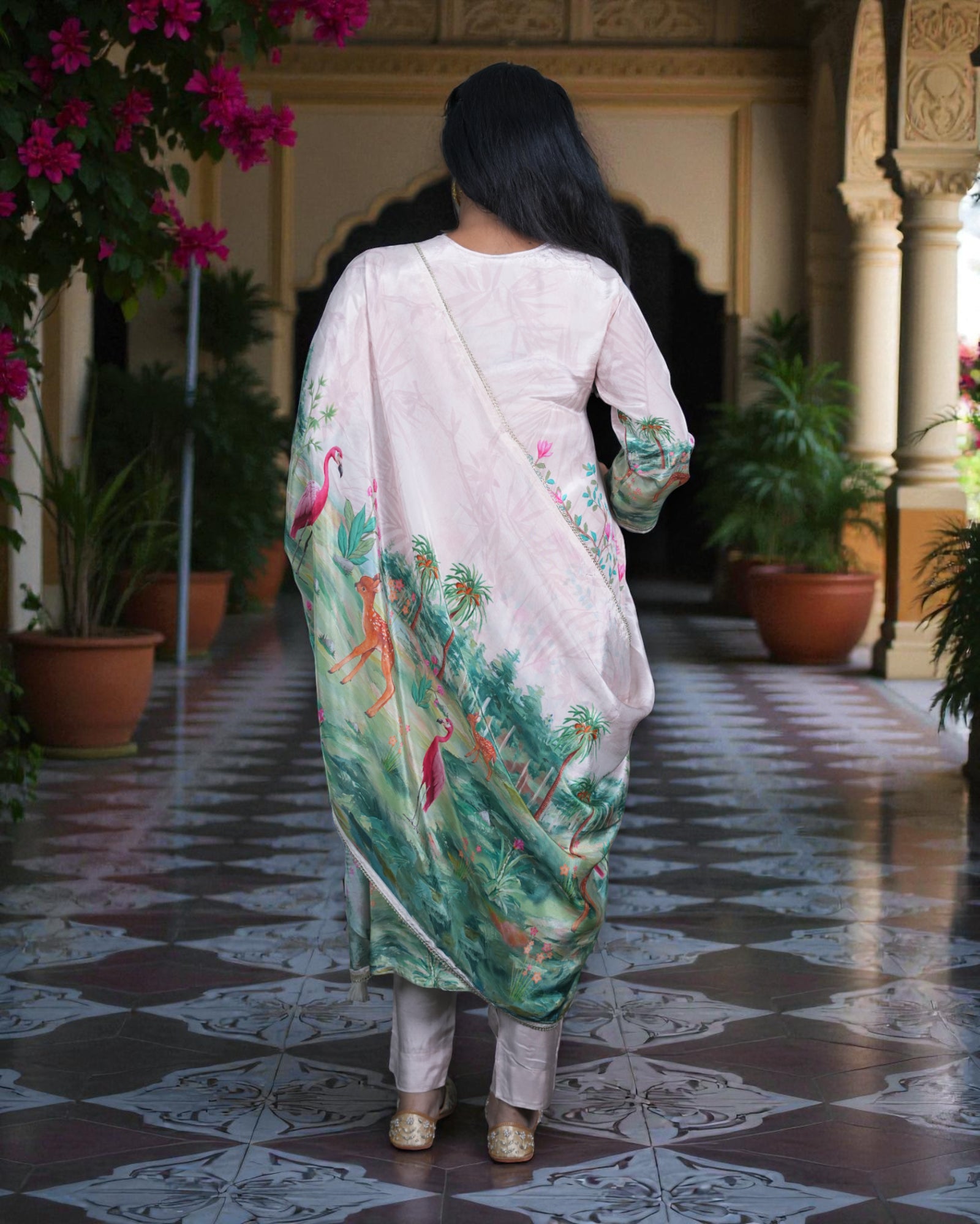 Green Zardozi Embroidered Cotton Kurta Set