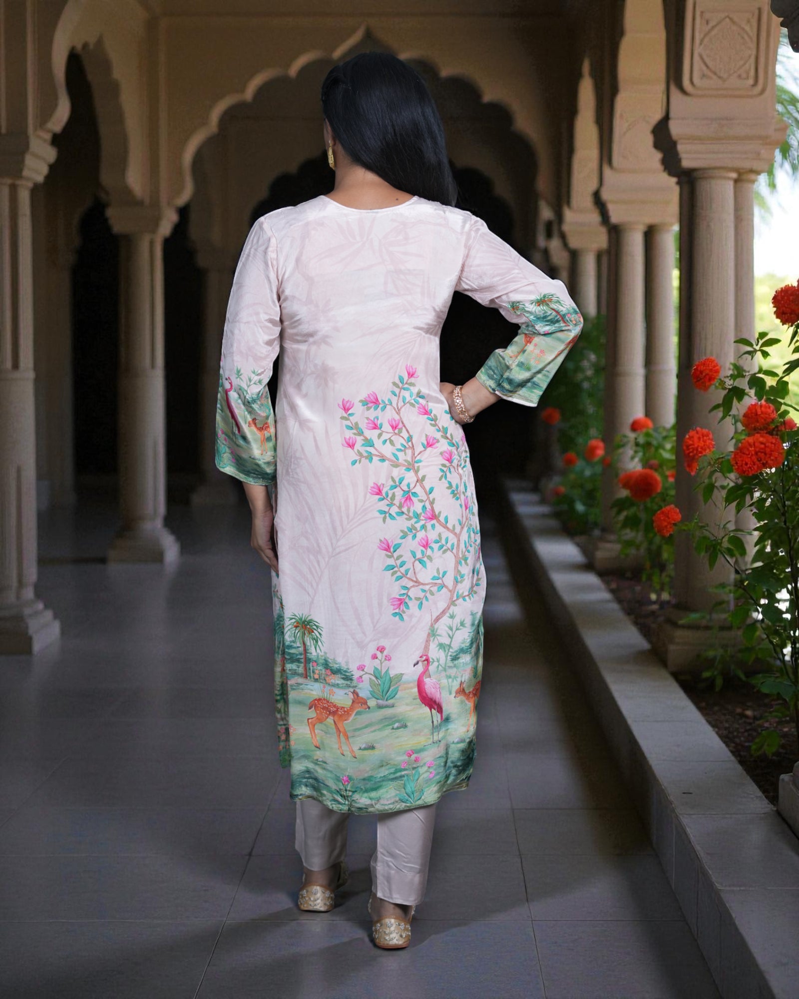 Green Zardozi Embroidered Cotton Kurta Set
