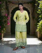 Vibrant Floral Embroidered Cotton Co-Ord Set