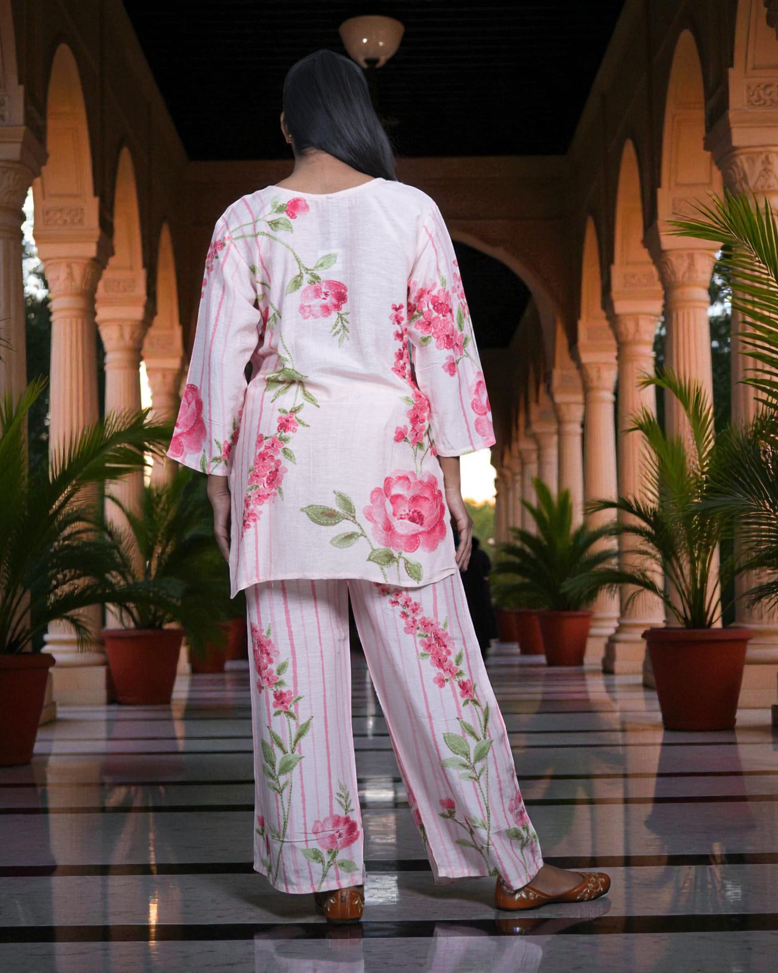 Floral Printed Chanderi Silk Co-Ord Set