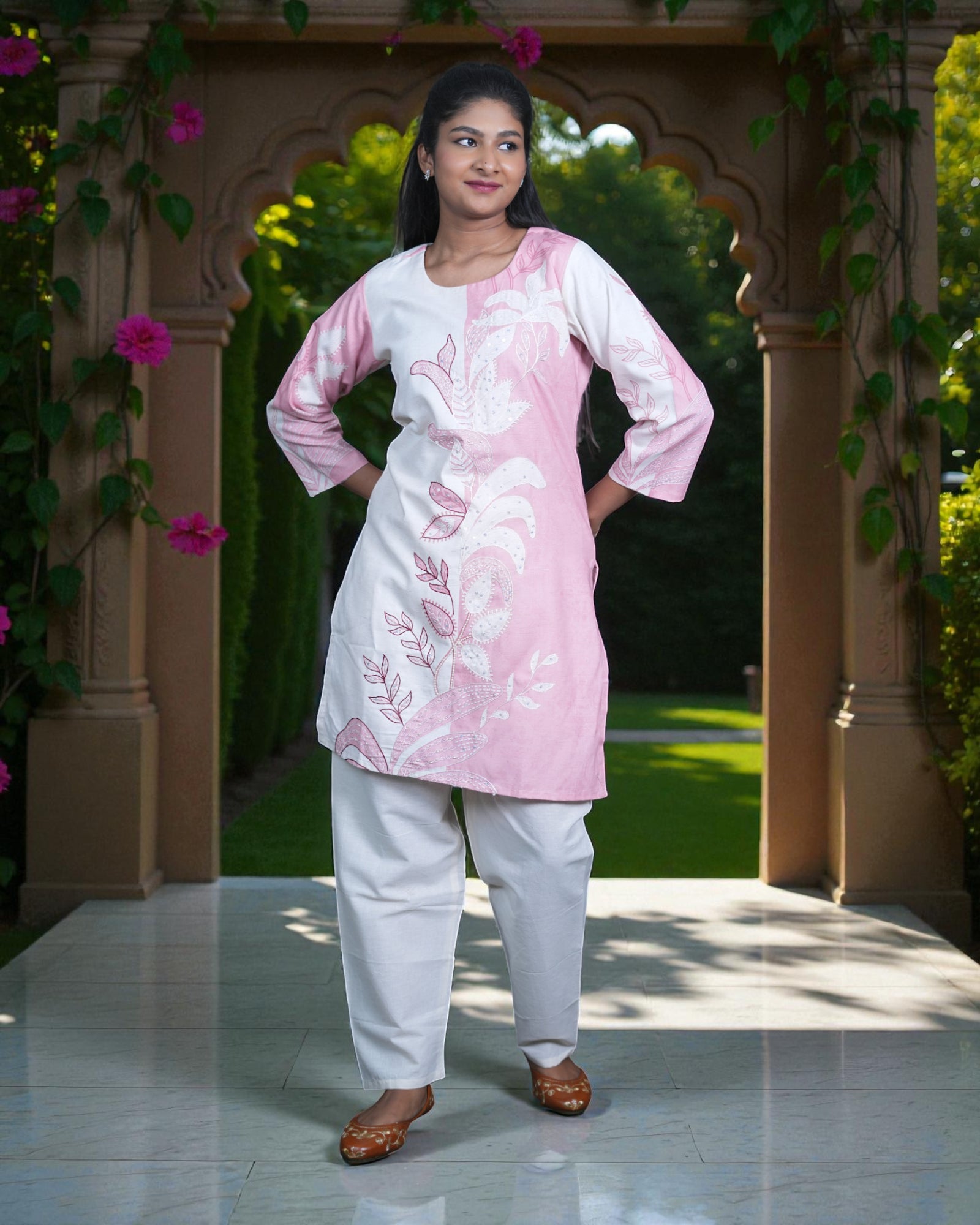 Kadhi Cotton Cord Embroidered Co-Ord Set