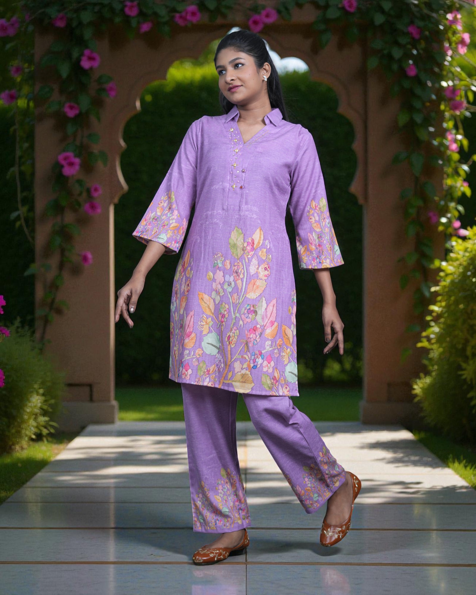 Vibrant Floral Cotton Cord Co-Ord Set