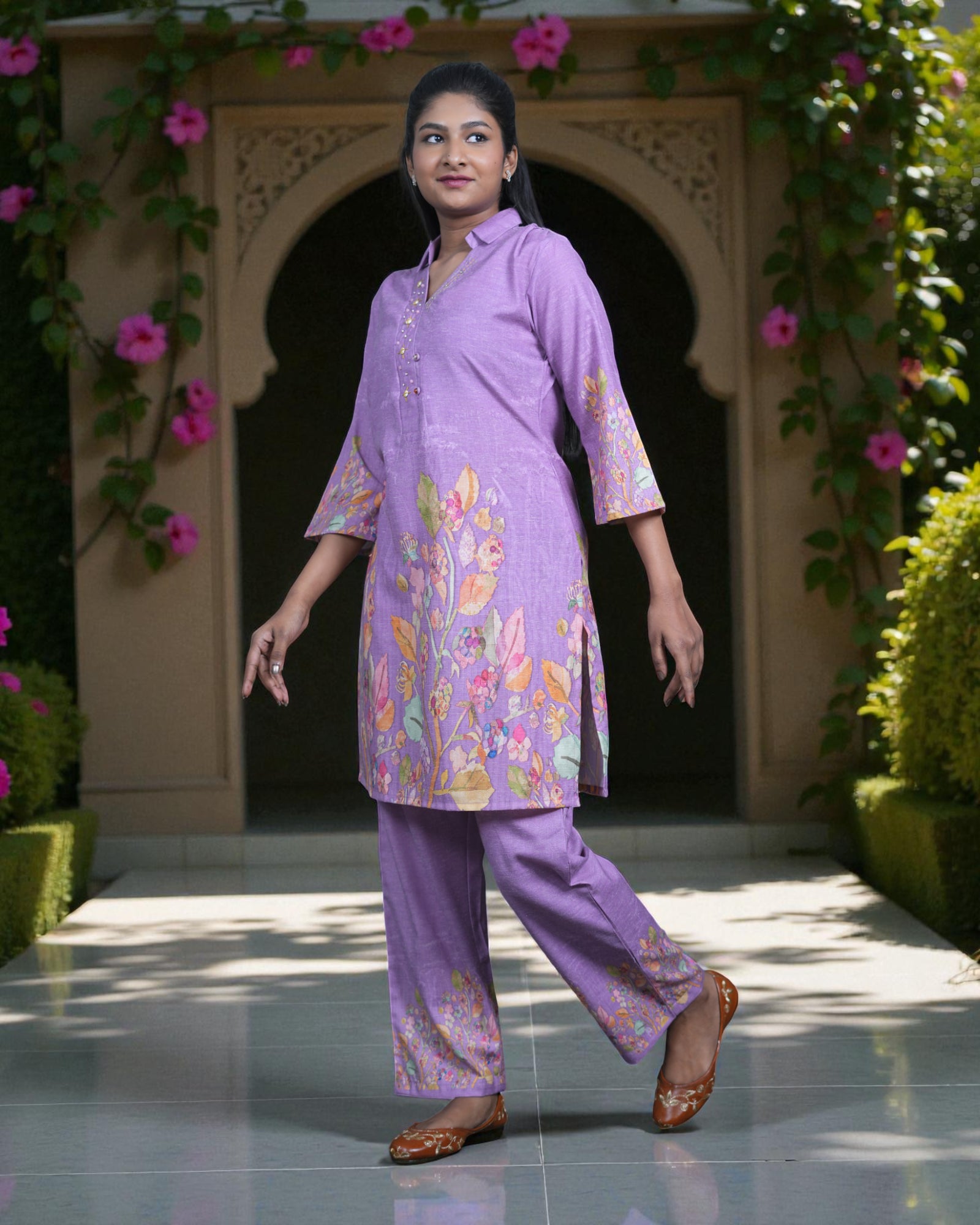 Vibrant Floral Cotton Cord Co-Ord Set
