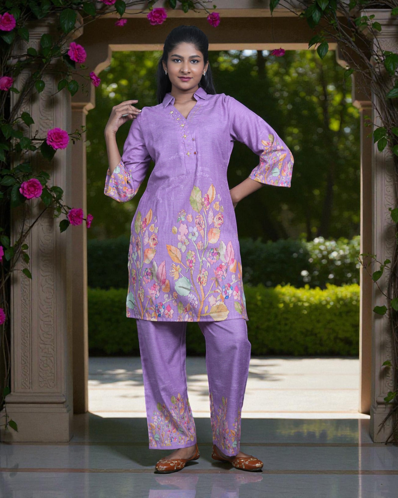 Vibrant Floral Cotton Cord Co-Ord Set