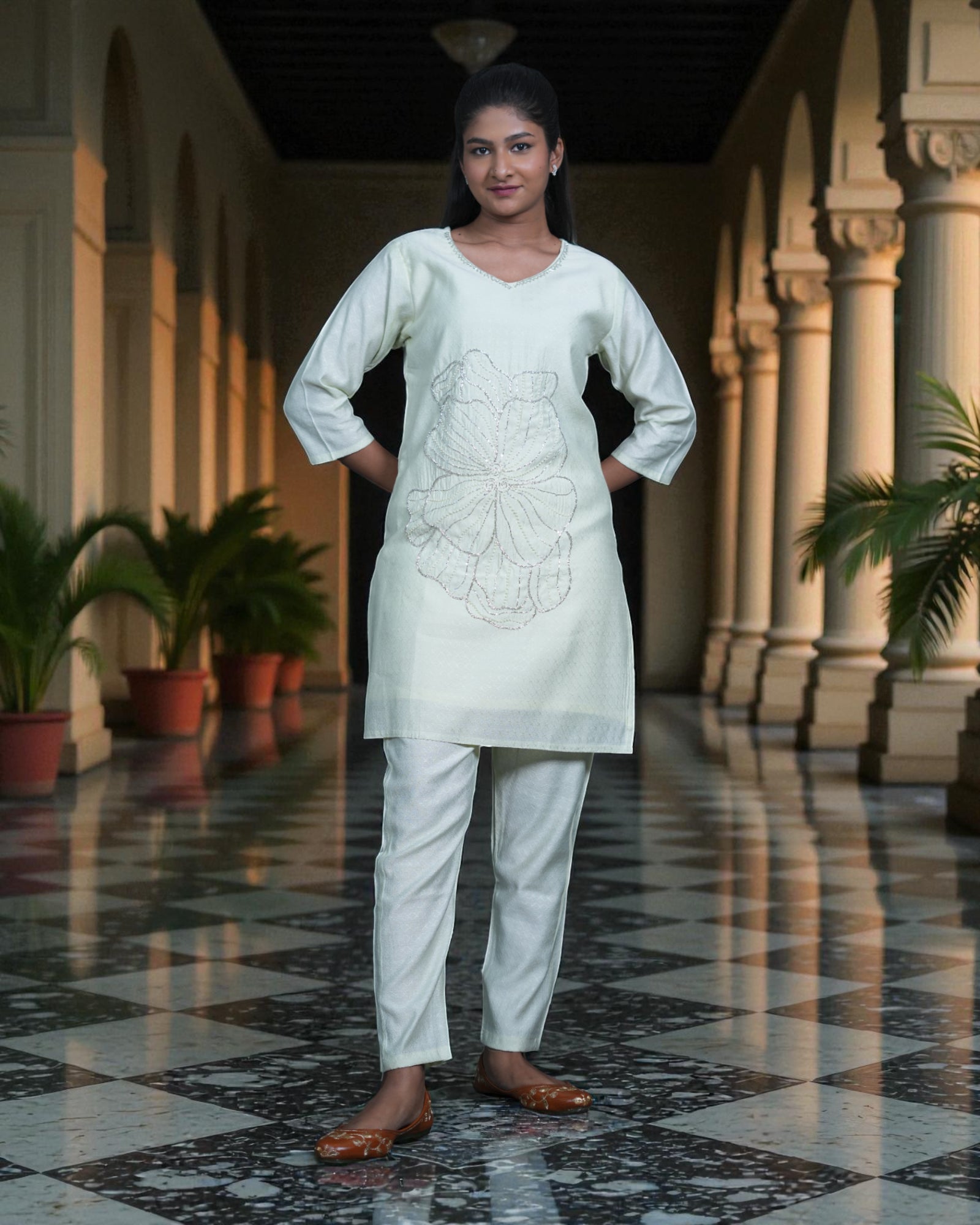 Vibrant Beadwork Chanderi Silk Co-Ord Set
