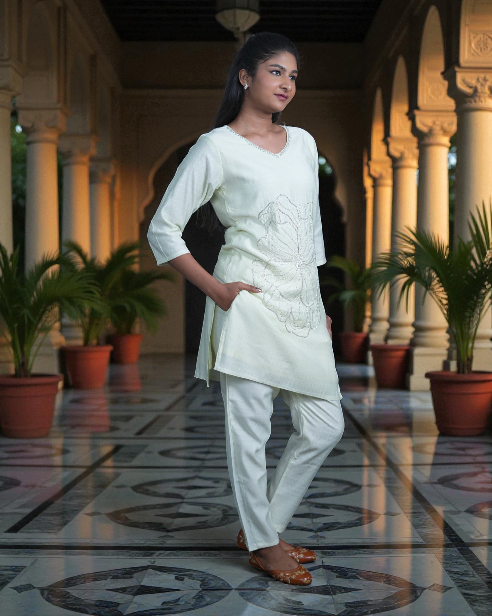 Vibrant Beadwork Chanderi Silk Co-Ord Set