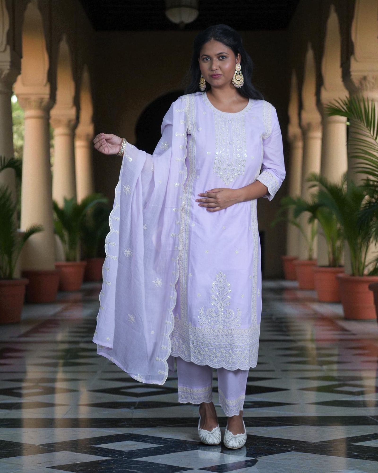 Mul Cotton Embroidered Pakistani Suit