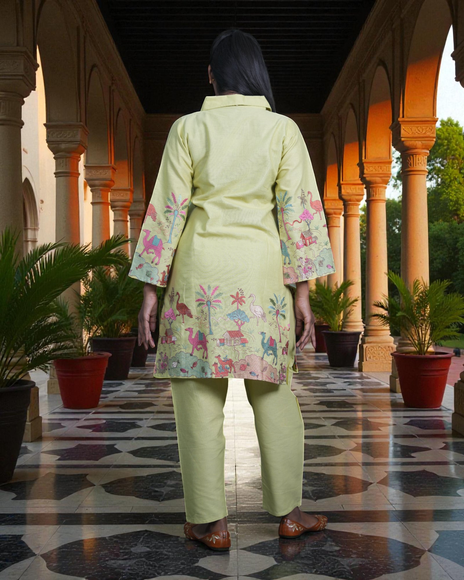 Cotton Artisan Embroidered Kurta Set