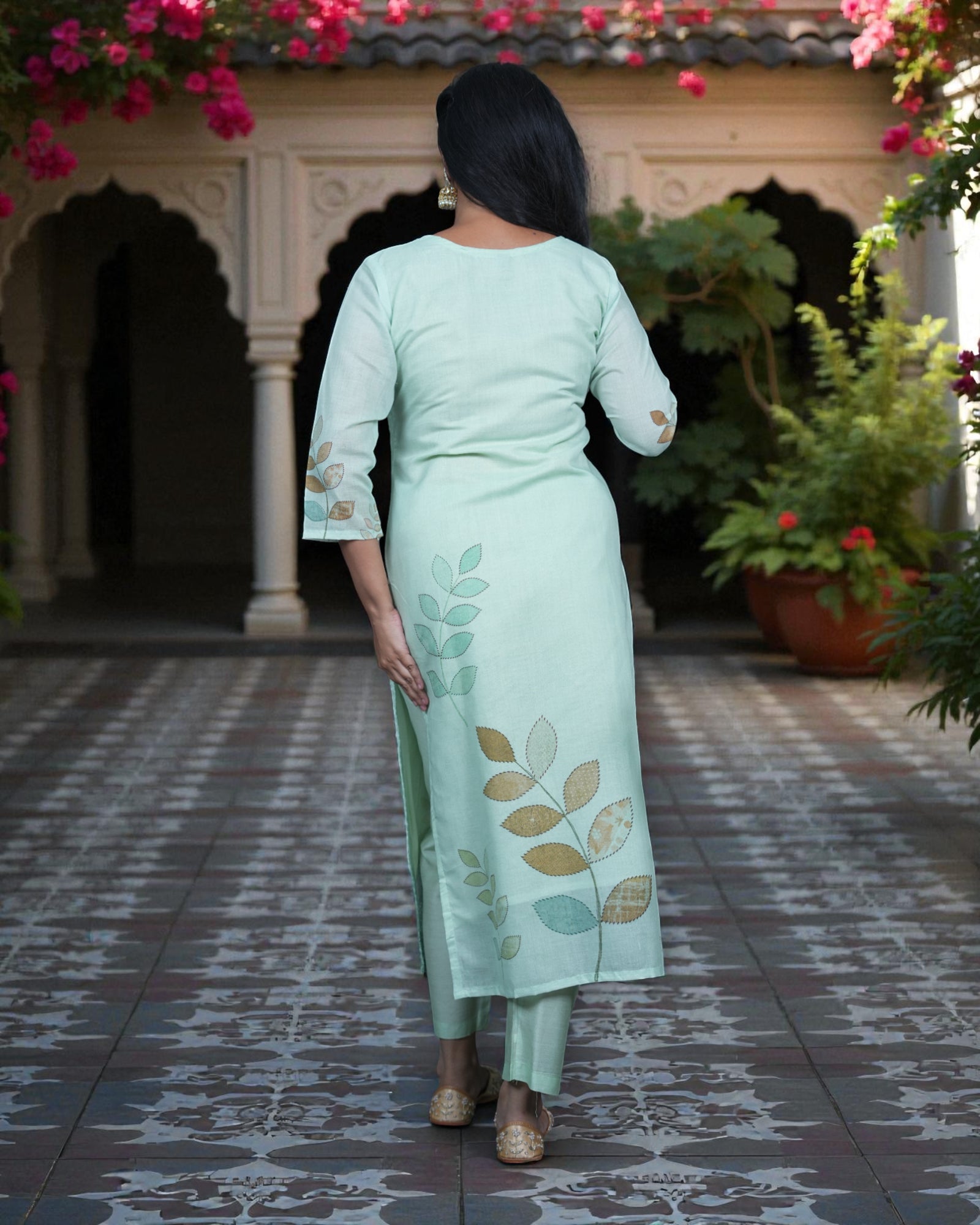 Silver Sequin Embellished Cotton Kurta Set