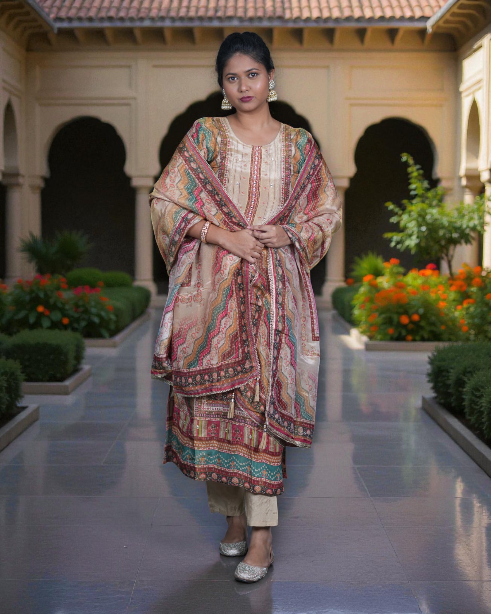 Zigzag Printed Cotton Kurta Set