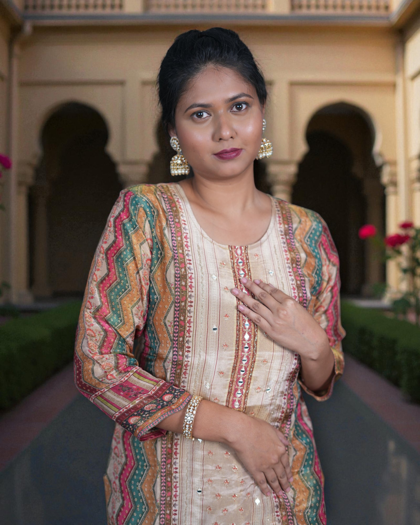 Zigzag Printed Cotton Kurta Set