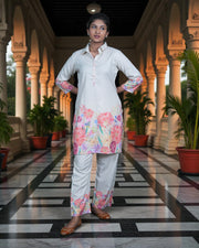 Floral Printed Soft Kadhi Cotton Co-Ord Set