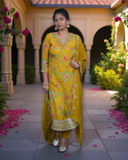 Multicolor Bandhani Zardozi Embroidered Kurta Set