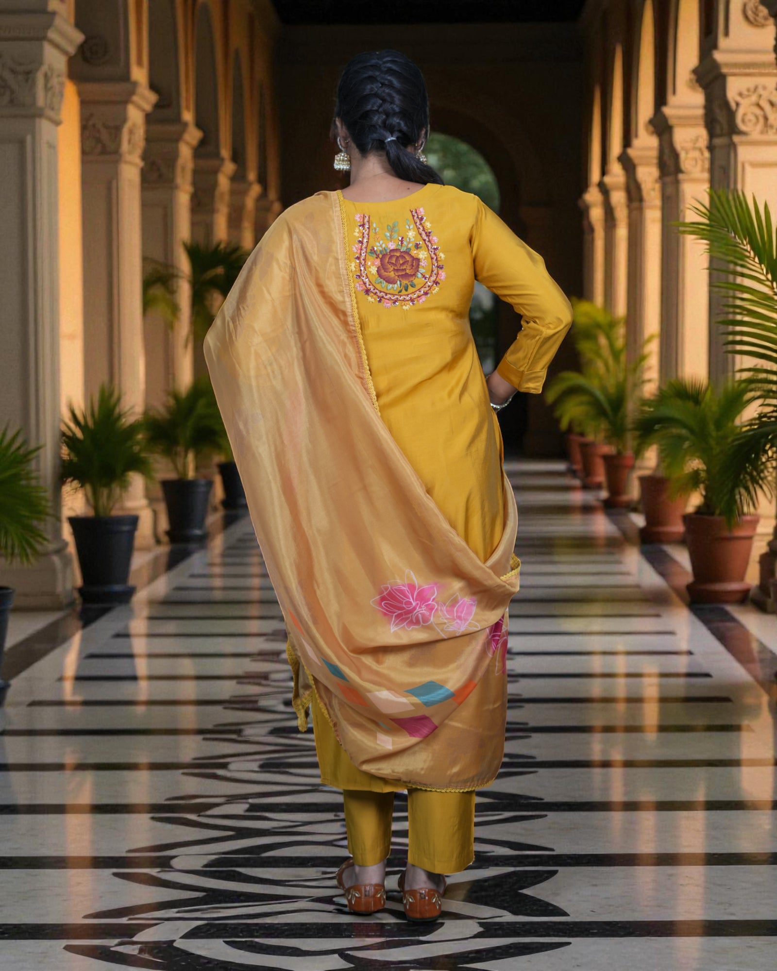 Silk Hand Embroidered Kurta Set